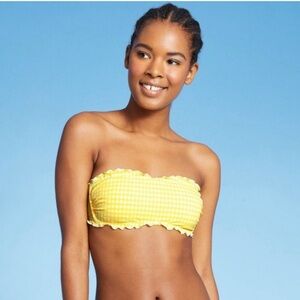 Xhilaration Yellow Bikini with Ruffled Bandeau Top